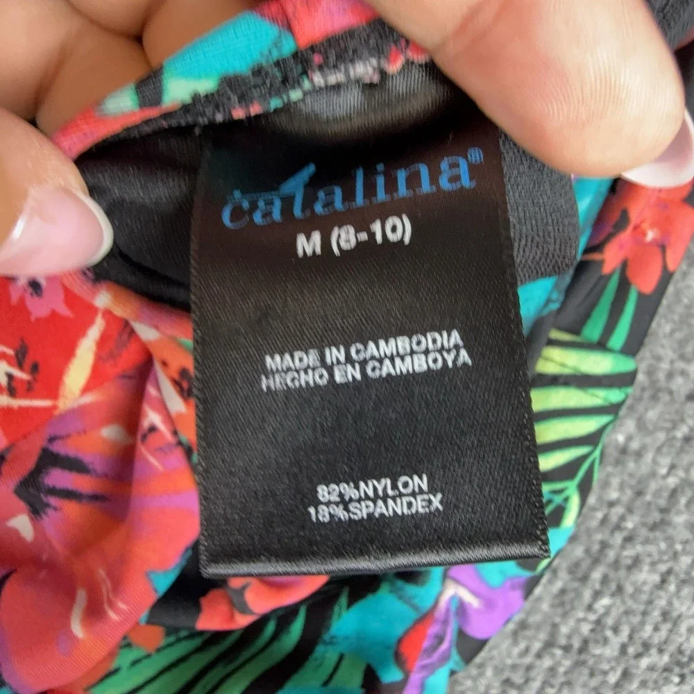 Catalina Swimsuit Womens Medium 8-10 Tropical Floral Halter One Piece Padded